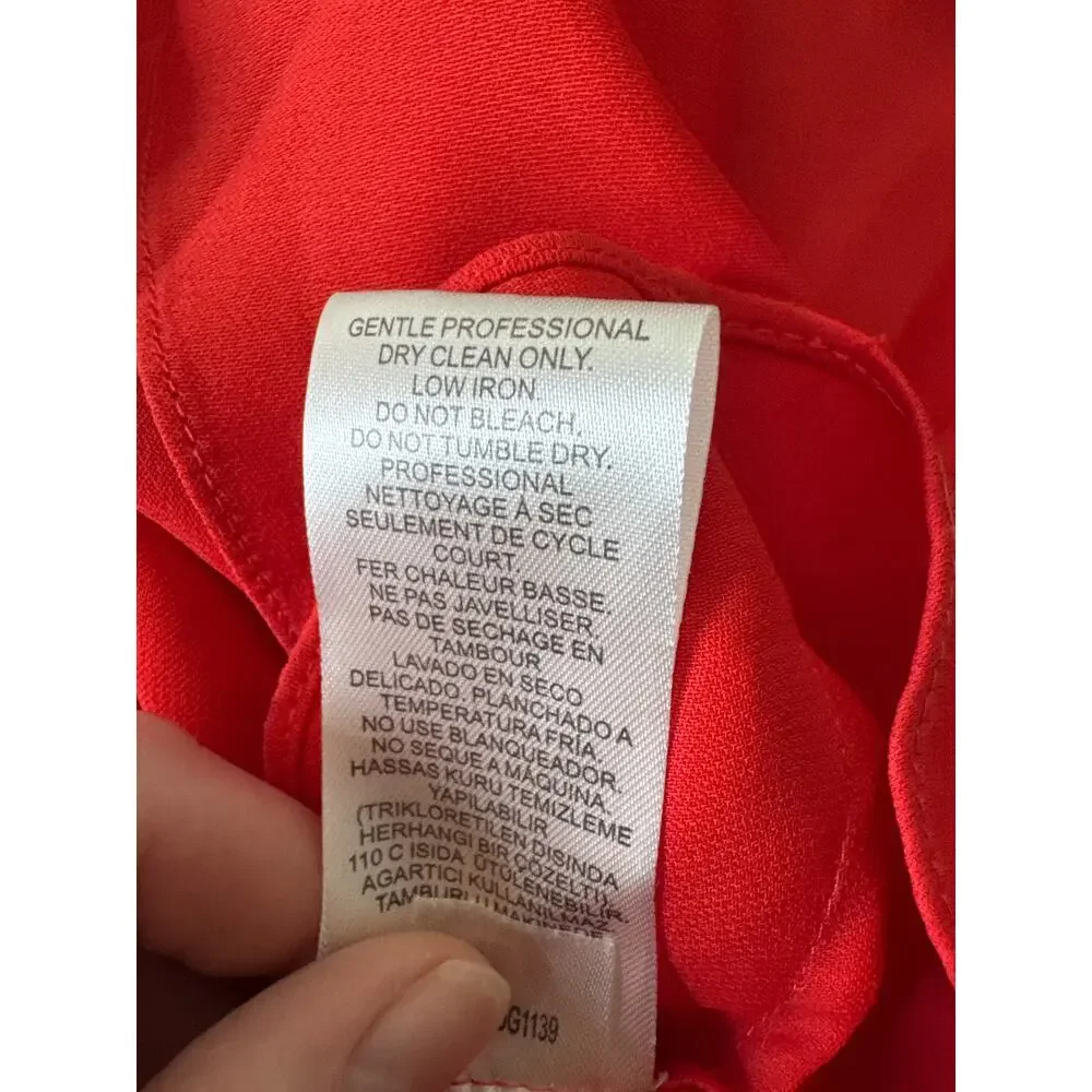 TIBI Red Gathered Adjustable Wasit crepe midi dress Red Medium
